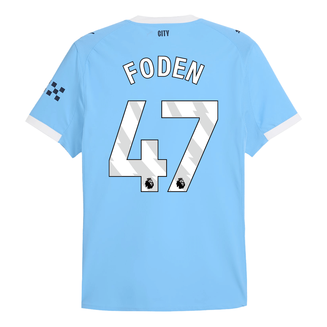 Camiseta de fútbol FODEN #47 Manchester City, versión jugador local, temporada 2025/26, azul