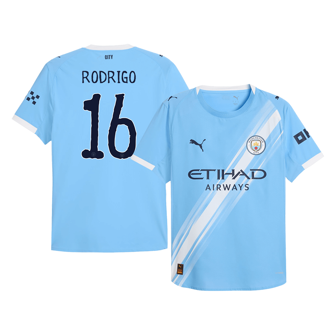 Φανέλα Manchester City 2025/26 εντός έδρας, έκδοση παίκτη, RODRIGO #16, Μπλε - Παγκόσμιο Κύπελλο Συλλόγων