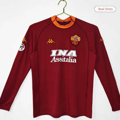 Maillot de football rétro domicile à manches longues Roma 2000/01