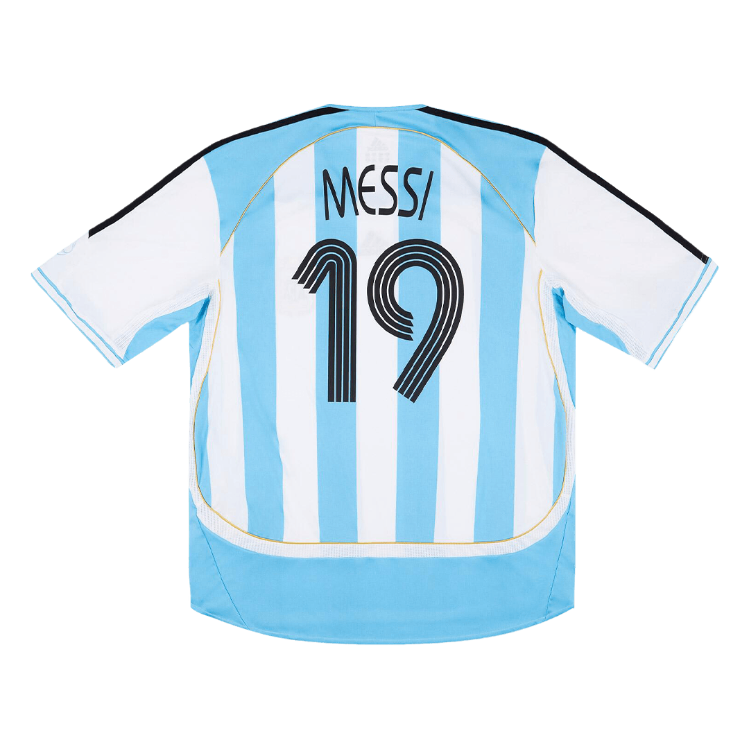 Maillot de football rétro domicile de Messi n° 19 Argentine 2006