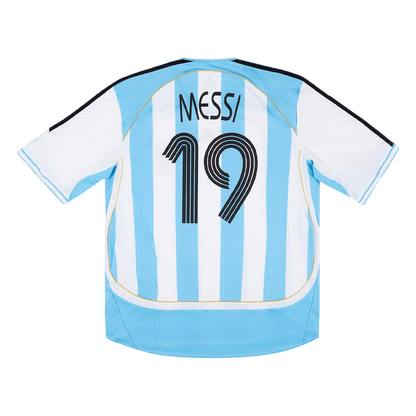 Maillot de football rétro domicile de Messi n° 19 Argentine 2006