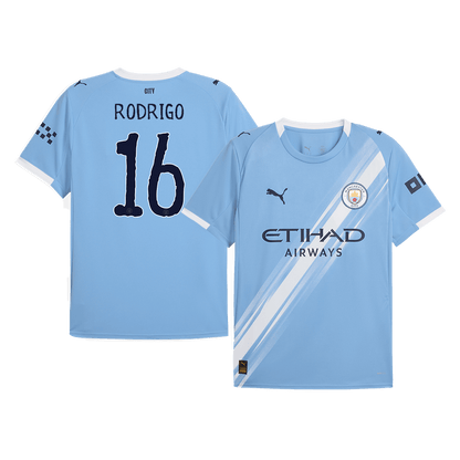 Maillot domicile de Manchester City, Rodrigo n° 16, bleu, saison 2025/26 - Coupe du Monde des Clubs