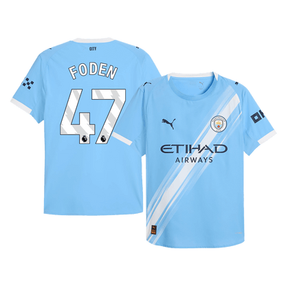 Camiseta de fútbol FODEN #47 Manchester City, versión jugador local, temporada 2025/26, azul