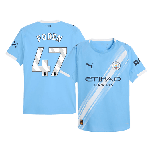FODEN #47 Manchester City Home Player Version Soccer Jersey 2025/26 Blue