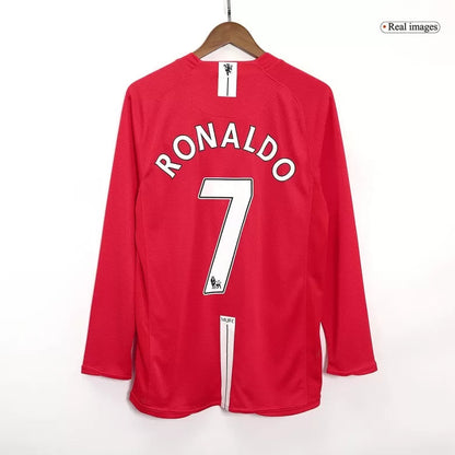 Camiseta retro de manga larga del Manchester United 2007/08, número 7 (local).
