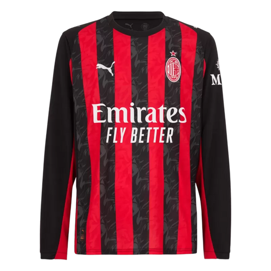 AC Milan Home Long Sleeve Soccer Jersey 2025/26