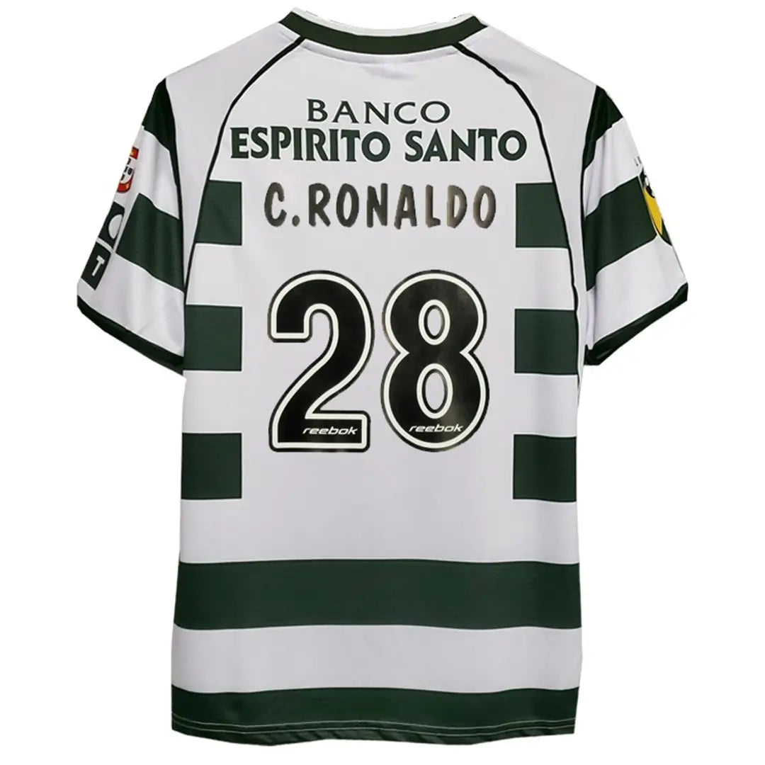 Maillot de football rétro domicile C.RONALDO n° 28 Sporting CP 2001/03