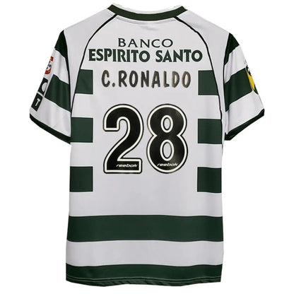 Maillot de football rétro domicile C.RONALDO n° 28 Sporting CP 2001/03
