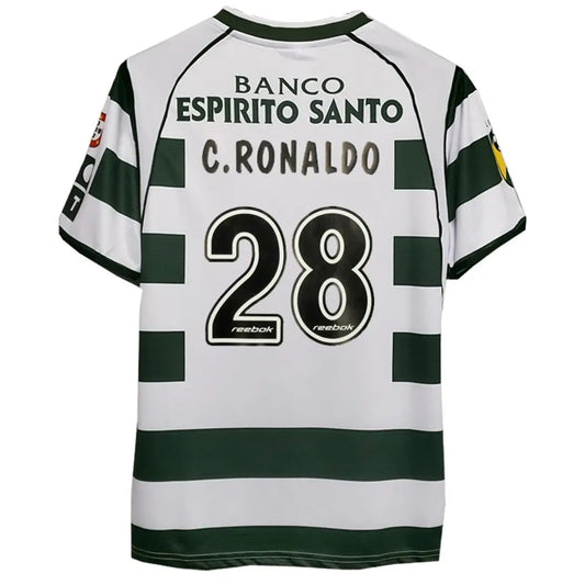 C.RONALDO #28 Sporting CP 2001/03 Home Retro Soccer Jersey
