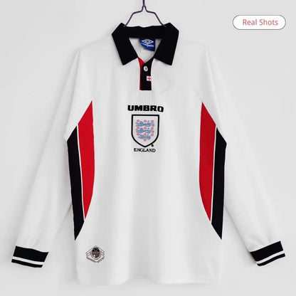 England 1998 Home Long Sleeve Retro Soccer Jersey