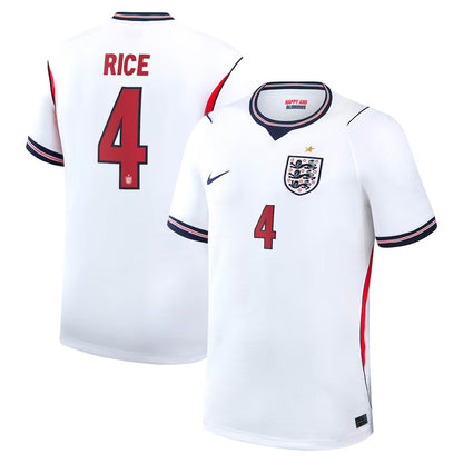 Maillot de football domicile version joueur Rice #4 Angleterre Coupe du Monde 2026