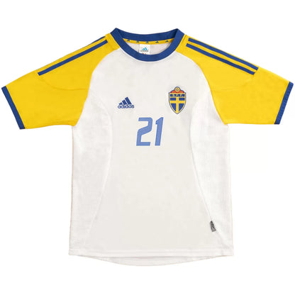 IBRAHIMOVIĆ #21 Retro Blagult uit-voetbalshirt 2002 Wereldkampioenschap