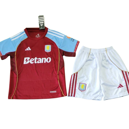 Equipación infantil del Aston Villa (camiseta + pantalón corto) 2025/26
