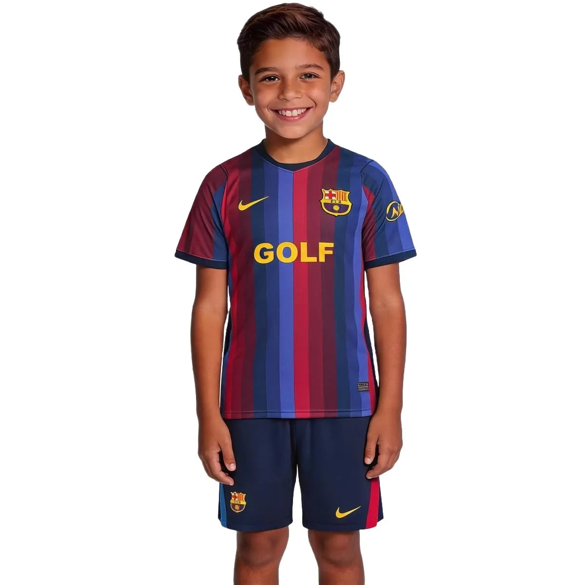 Kid's Barcelona x Golf Wang Home Soccer Kit 2026/27 - Jersey+Shorts