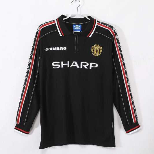 Manchester United 1998/99 Away Long Sleeve Retro Soccer Jersey Black