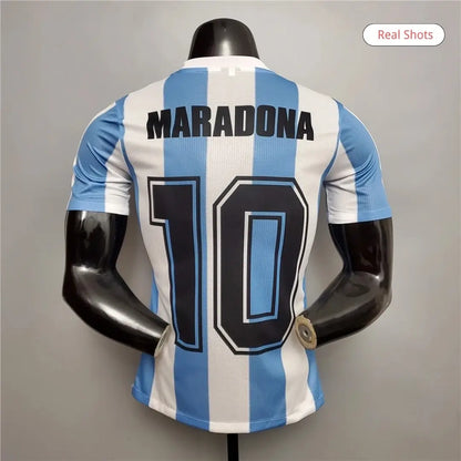 Maillot de football rétro domicile de Maradona n° 10 Argentine 1986 - Version joueur