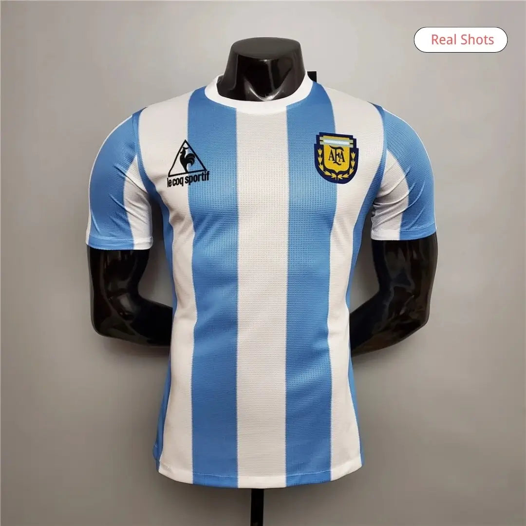 Maillot de football rétro domicile de Maradona n° 10 Argentine 1986 - Version joueur