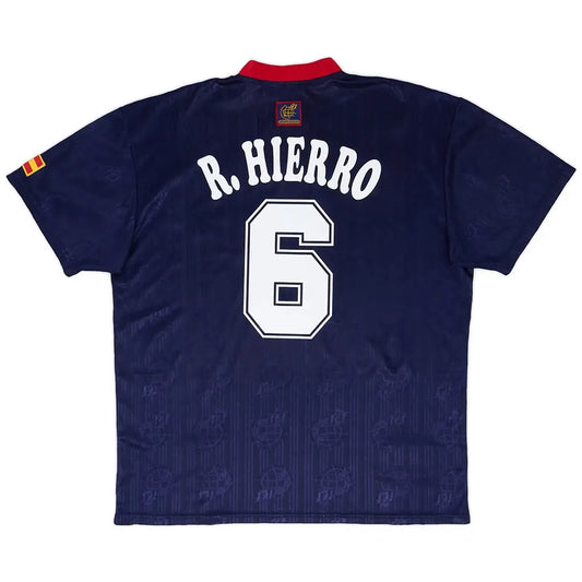 R. HIERRO #6 Spanien 1996 Auswärts Retro-Fußballtrikot