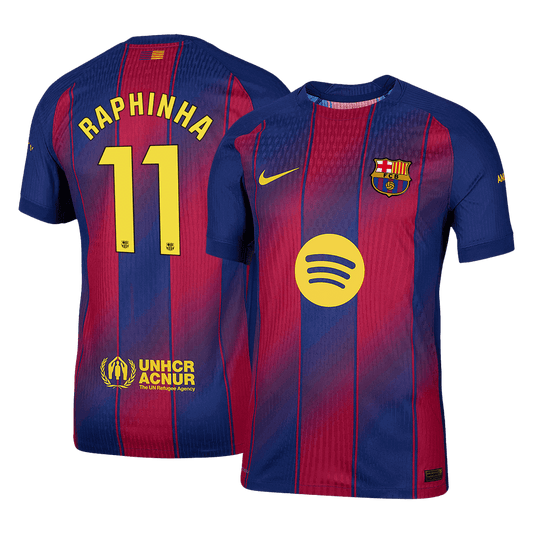 RAPHINHA #11 Barcelona Home Player Version Soccer Jersey 2025/26