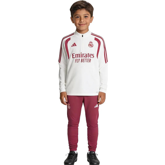 Kid's Real Madrid 1/4 Zip Tracksuit 2026/27 Pink