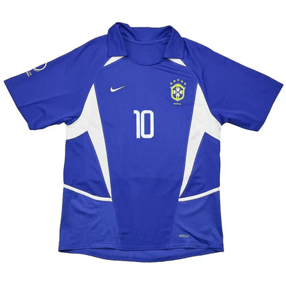 Maillot de football rétro Rivaldo #10 Brésil 2002 extérieur