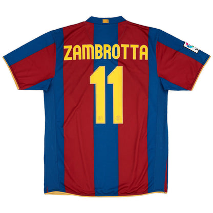Maillot de Foot Rétro Domicile Zambrotta #11 Barcelone 2007/08