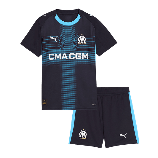 Marseille Auswärtstrikot-Set für Kinder – Trikot + Shorts 2025-26