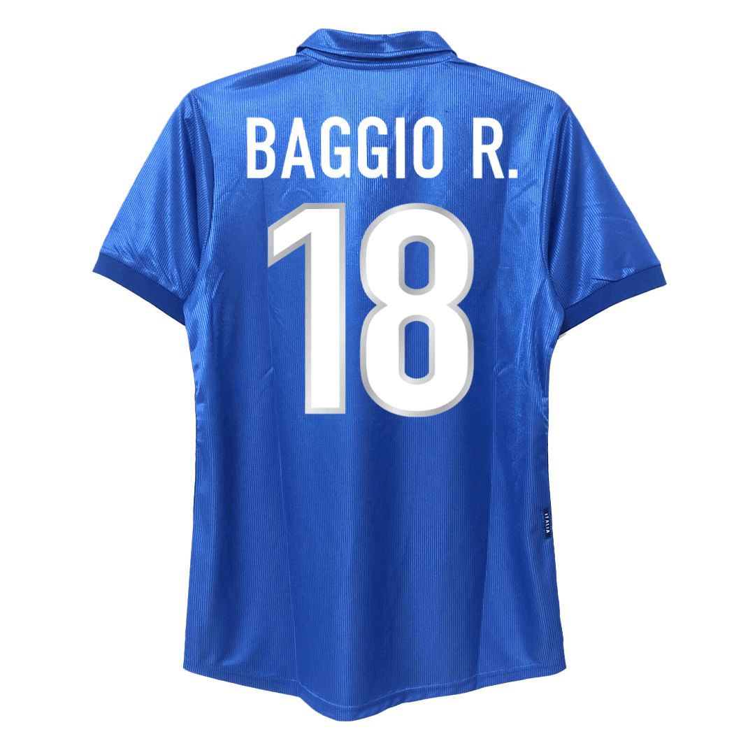 BAGGIO R. #18 イタリア代表 1998 ホーム レトロ サッカーユニフォーム