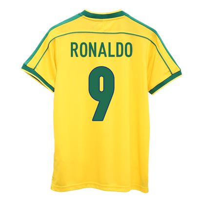 Camiseta retro de Ronaldo #9 de la selección brasileña, local, Mundial 1998