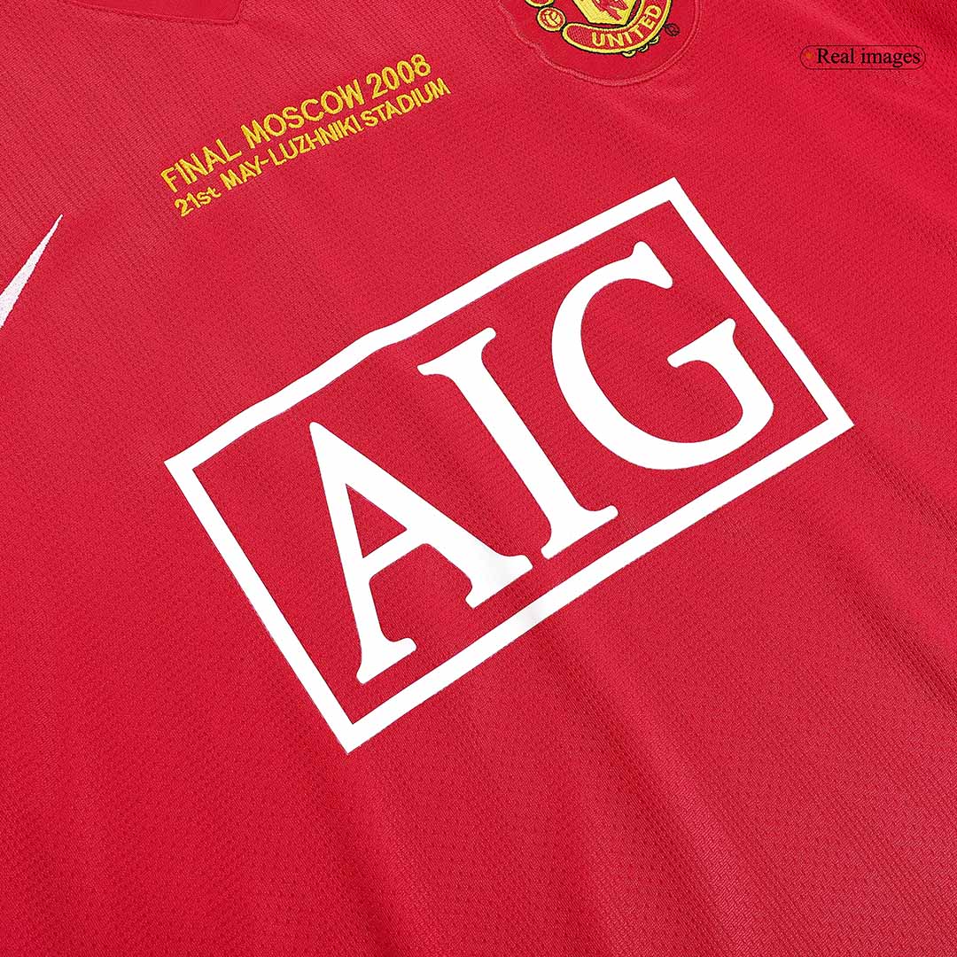 Maillot de football rétro à manches longues domicile de Manchester United pour la finale de la Ligue des champions 2007/08