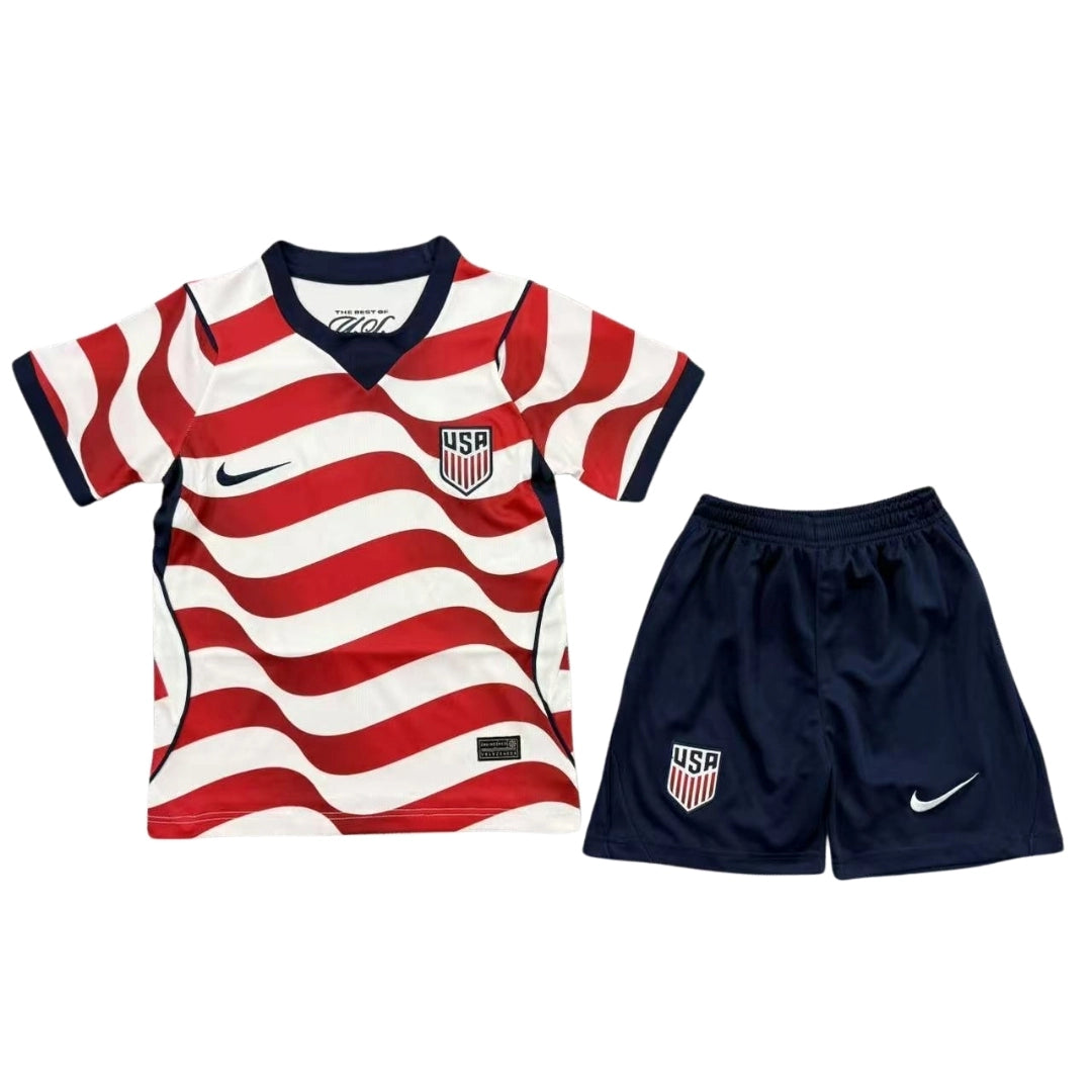 USMNT Heim-Trikotset für Kinder (Trikot+Shorts) 2026