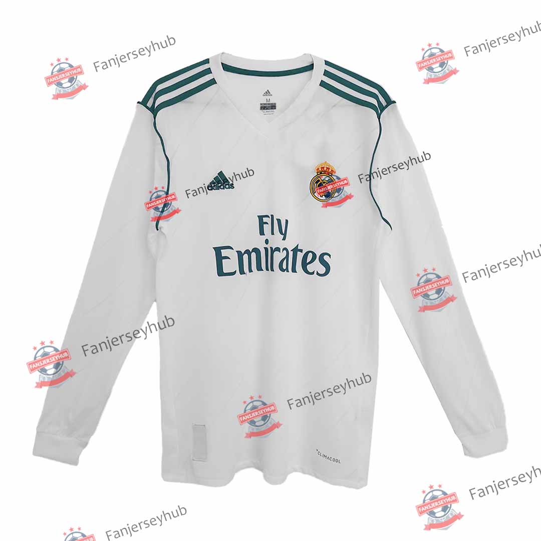 RONALDO #7 Los Blancos 2017/18 Home Long Sleeve Retro Soccer Jersey