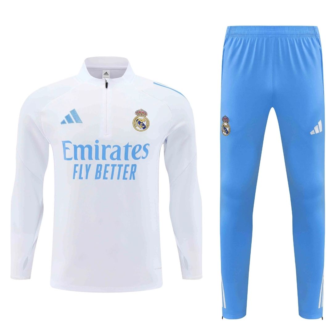 Φόρμα προπόνησης Real Madrid 1/4 Zip 2025/26 Λευκή & Μπλε