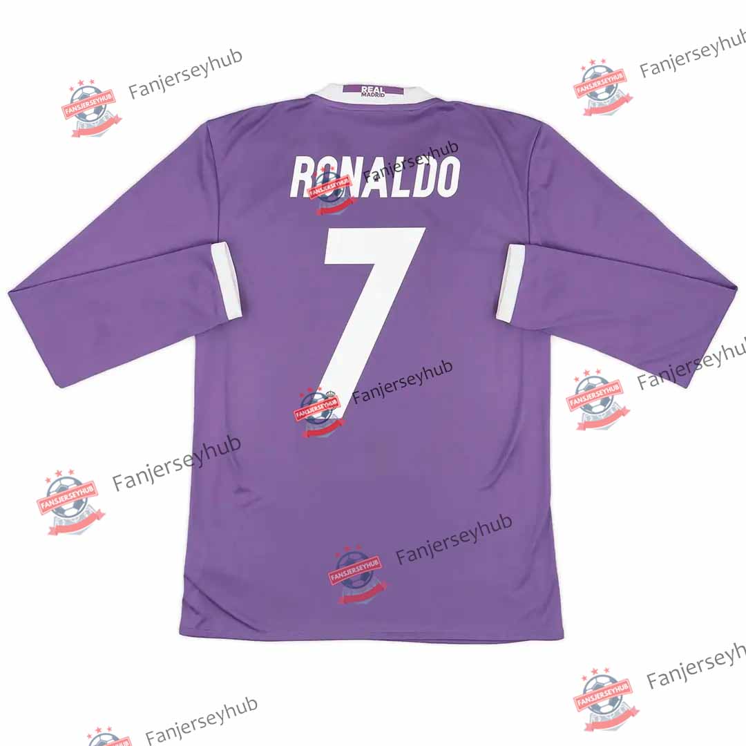 Ρετρό φανέλα Ronaldo #7 Los Blancos 2016/17 εκτός έδρας με μακρύ μανίκι