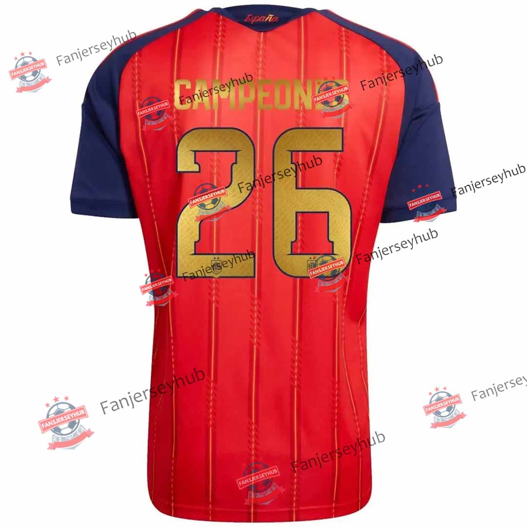 CAMPEONES #26 Spain Home Player Version Winner Jersey 2026 World Cup